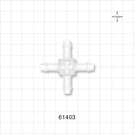 Cross Connector, Barbed - Fits 1/4 inch ID Tubing (0.25 inch, 6.35 mm) - 61403