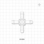 Cross Connector, Barbed - Fits 3/8 inch ID Tubing (0.375 inch, 9.53 mm) - 61404