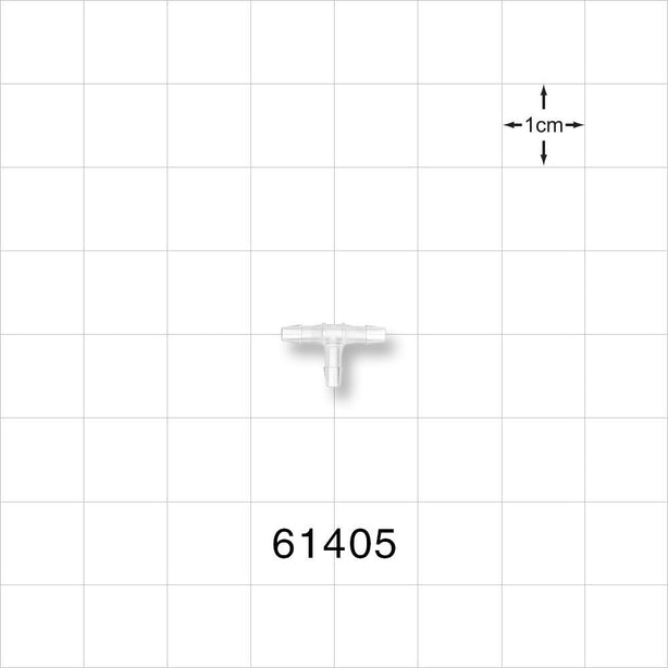 T Connector, Barbed, Natural - Fits 1/16 inch ID Tubing (0.063 inch, 1.59 mm) - 61405