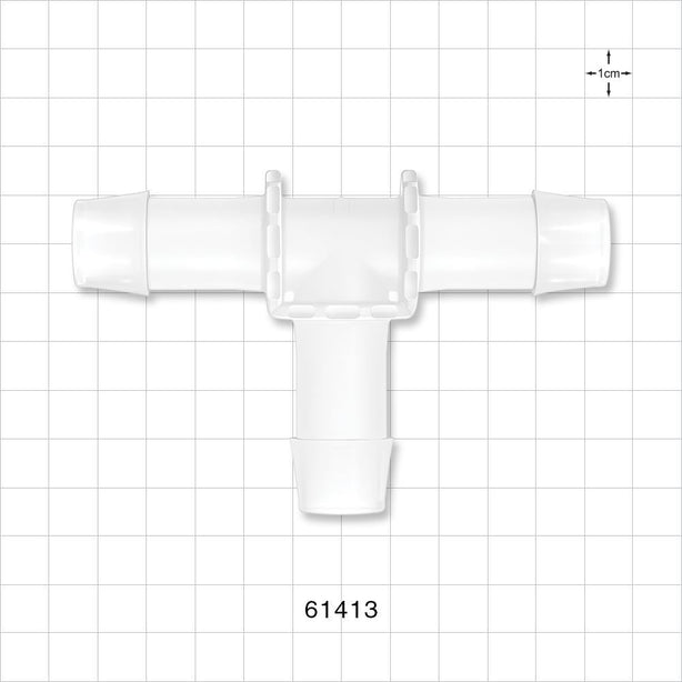 T Connector, Barbed, Natural - Fits 3/4 inch ID Tubing (0.75 inch, 19.05 mm) - 61413