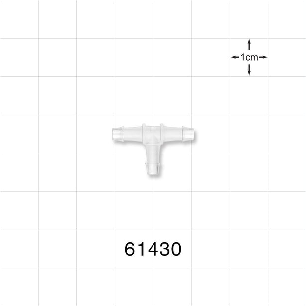 T Connector, Barbed, Natural - Fits 1/8 inch ID Tubing (0.125 inch, 3.18 mm) - 61430