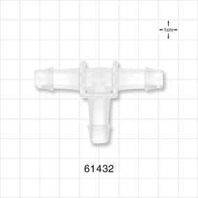 T Connector, Barbed, Natural - Fits 3/8 inch ID Tubing (0.375 inch, 9.53 mm) - 61432