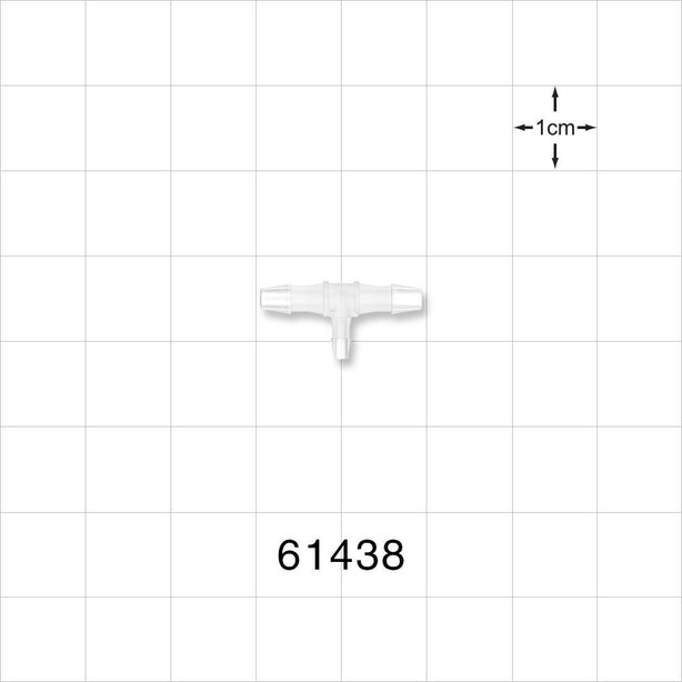T Connector, Reducer, Barbed, Natural - Fits 3/32 inch ID Tubing (0.094 inch, 2.38 mm); Fits 1/16 inch ID Tubing (0.063 inch, 1.59 mm) - 61438