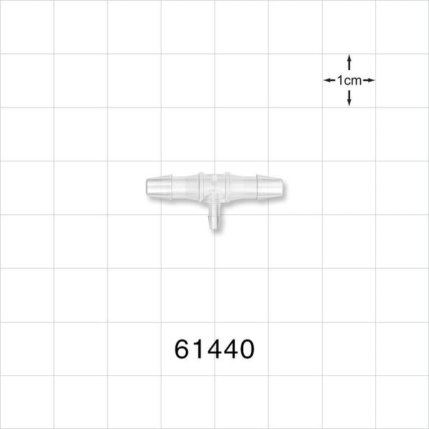 T Connector, Reducer, Barbed, Natural - Fits 1/8 inch ID Tubing (0.125 inch, 3.18 mm); Fits 1/16 inch ID Tubing (0.063 inch, 1.59 mm) - 61440