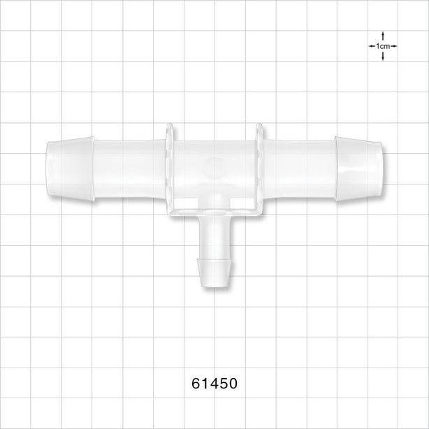 T Connector, Reducer, Barbed, Natural - Fits 3/4 inch ID Tubing (0.75 inch, 19.05 mm); Fits 3/8 inch ID Tubing (0.375 inch, 9.53 mm) - 61450