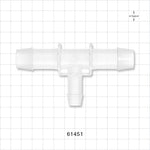 T Connector, Reducer, Barbed, Natural - Fits 3/4 inch ID Tubing (0.75 inch, 19.05 mm); Fits 1/2 inch ID (0.5 inch, 12.7 mm) - 61451