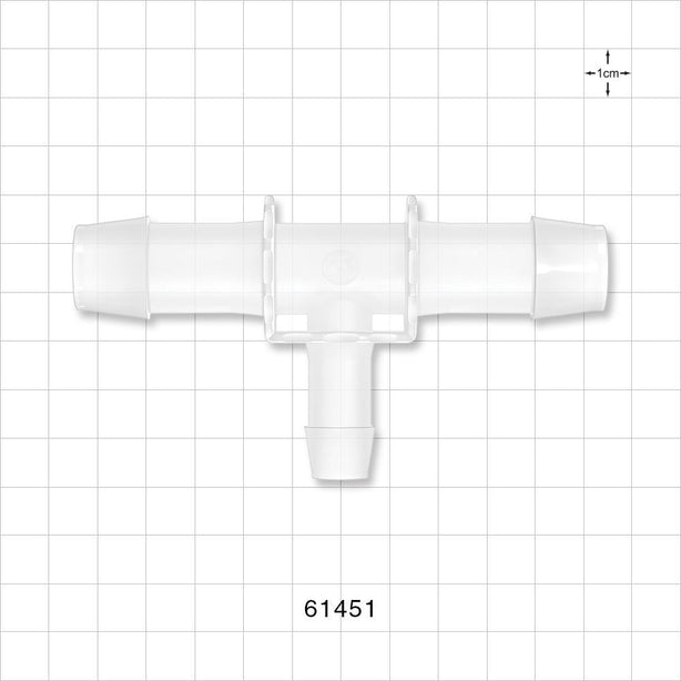 T Connector, Reducer, Barbed, Natural - Fits 3/4 inch ID Tubing (0.75 inch, 19.05 mm); Fits 1/2 inch ID (0.5 inch, 12.7 mm) - 61451