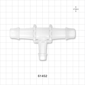 T Connector, Reducer, Barbed, Natural - Fits 3/4 inch ID Tubing (0.75 inch, 19.05 mm); Fits 1/2 inch ID (0.5 inch, 12.7 mm) - 61452