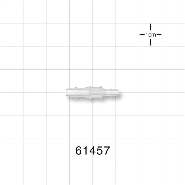 Straight Connector, Reducer, Barbed, Natural - Fits 1/8 inch x 3/32 inch ID Tubing (0.125 inch x 0.094 inch, 3.18 mm x 2.38 mm) - 61457