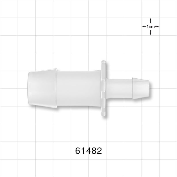 Straight Connector, Reducer, Barbed, Natural - Fits 3/4 inch x 3/8 inch ID Tubing (0.75 inch x 0.375 inch, 19.05 mm x 9.53 mm) - 61482