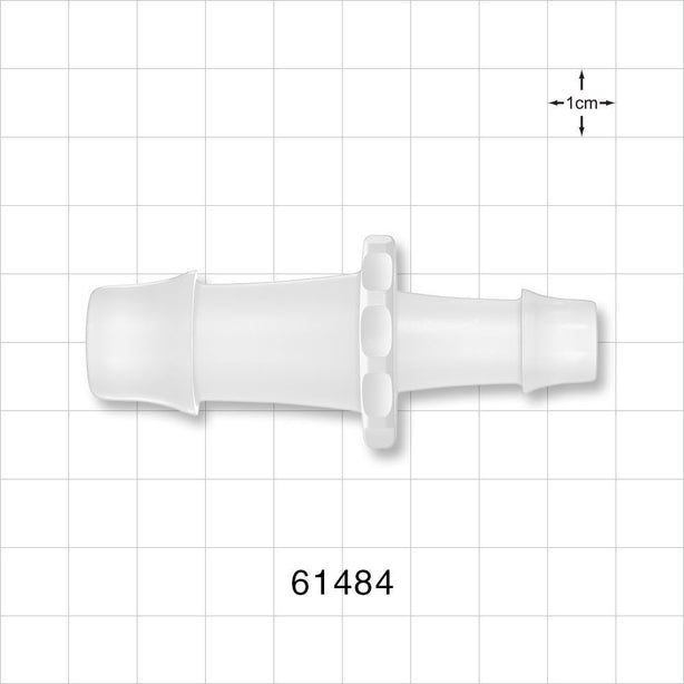 Straight Connector, Reducer, Barbed, Natural - Fits 3/4 inch x 1/2 inch ID Tubing (0.75 inch x 0.5 inch, 19.05 mm x 12.7 mm) - 61484
