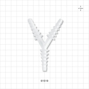 Y Connector, Reducer, Barbed, Natural - Fits 1/4 inch (0.25 inch, 6.35 mm); 5/16 inch (0.313 inch, 7.94 mm); 3/8 inch (0.375 inch, 9.53 mm); 7/16 inch (0.438 inch, 11.11 mm); 1/2 inch (0.5 inch, 12.7 mm); 9/16 inch (0.563 inch, 14.3 mm) ID Tubing - 61519