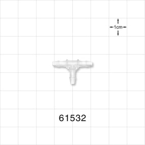 T Connector, Barbed, Natural - Fits 3/32 inch ID Tubing (0.094 inch, 2.38 mm) - 61532