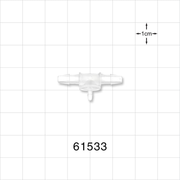 T Connector, Reducer, Barbed, Natural - Fits 1/8 inch ID Tubing (0.125 inch, 3.18 mm); Fits 1/16 inch ID Tubing (0.063 inch, 1.59 mm) - 61533