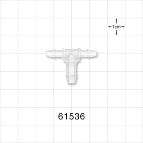 T Connector, Reducer, Barbed, Natural - Fits 1/8 inch ID Tubing (0.125 inch, 3.18 mm); Fits 3/16 inch ID Tubing (0.188 inch, 4.76 mm) - 61536
