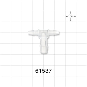 T Connector, Reducer, Barbed, Natural - Fits 1/8 inch ID Tubing (0.125 inch, 3.18 mm); Fits 1/4 inch ID Tubing (0.25 inch, 6.35 mm) - 61537