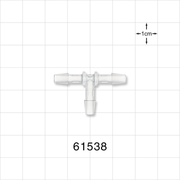 T Connector, Barbed, Natural - Fits 5/32 inch ID Tubing (0.156 inch, 3.97 mm) - 61538