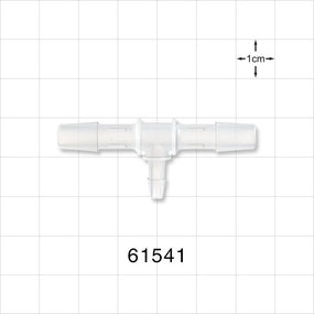 T Connector, Reducer, Barbed, Natural - Fits 1/4 inch ID Tubing (0.25 inch, 6.35 mm); Fits 1/8 inch ID Tubing (0.125 inch, 3.18 mm) - 61541