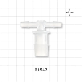 T Connector, Reducer, Barbed, Natural - Fits 5/8 inch ID Tubing (0.625 inch, 15.88 mm); Fits 1/4 inch ID Tubing (0.25 inch, 6.35 mm) - 61543