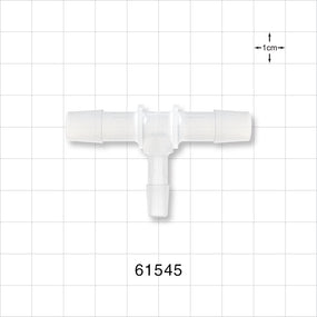 T Connector, Reducer, Barbed, Natural - Fits 3/8 inch ID Tubing (0.375 inch, 9.53 mm); Fits 1/4 inch ID Tubing (0.25 inch, 6.35 mm) - 61545