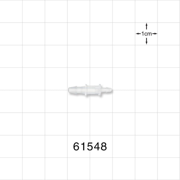 Straight Connector, Reducer, Barbed, Natural - Fits 3/32 inch x 1/16 inch ID Tubing (0.093 inch x 0.062 inch, 2.47 mm x 1.6 mm) - 61548