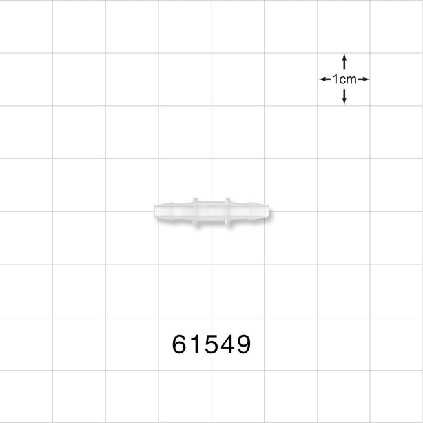 Straight Connector, Barbed, Natural - Fits 3/32 inch ID Tubing (0.093 inch, 2.38 mm) - 61549