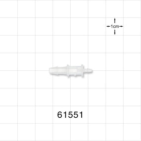 Straight Connector, Reducer, Barbed, Natural - Fits 1/8 inch x 1/16 inch ID Tubing (0.125 inch x 0.063 inch, 3.18 mm x 1.59 mm) - 61551