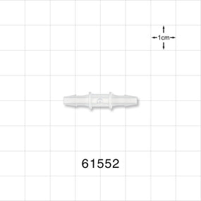 Straight Connector, Barbed, Natural - Fits 1/8 inch ID Tubing (0.125 inch, 3.18 mm) - 61552