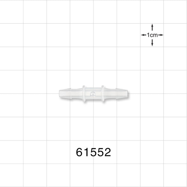 Straight Connector, Barbed, Natural - Fits 1/8 inch ID Tubing (0.125 inch, 3.18 mm) - 61552