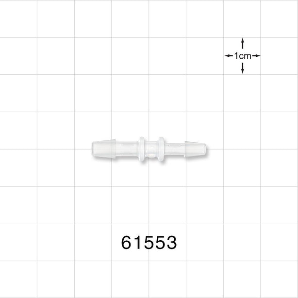 Straight Connector, Reducer, Barbed, Natural - Fits 5/32 inch x 1/8 inch ID Tubing (0.156 inch x 0.125 inch, 3.97 mm x 3.18 mm) - 61553