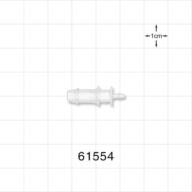 Straight Connector, Reducer, Barbed, Natural - Fits 3/16 inch x 1/16 inch ID Tubing (0.187 inch x 0.062 inch, 4.76 mm x 1.59 mm) - 61554