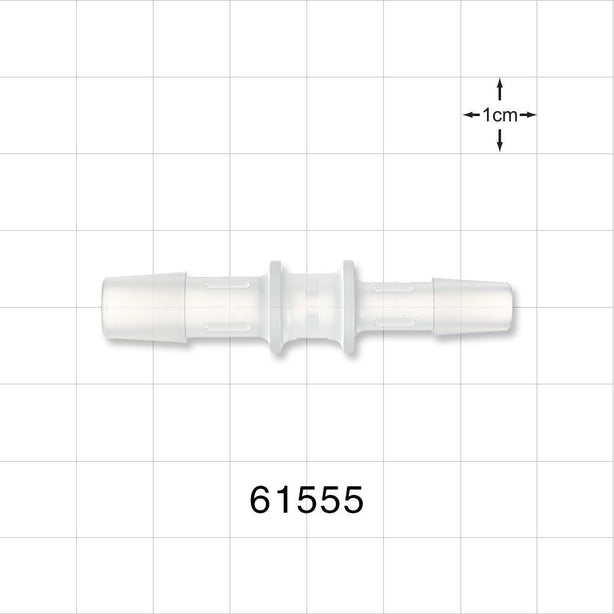 Straight Connector, Reducer, Barbed, Natural - Fits 3/16 inch x 1/8 inch ID Tubing (0.188 inch x 0.125 inch, 4.76 mm x 3.18 mm) - 61555