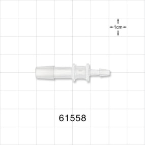 Straight Connector, Reducer, Barbed, Natural - Fits 1/4 inch x 1/8 inch ID Tubing (0.25 inch x 0.125 inch, 6.35 mm x 3.18 mm) - 61558