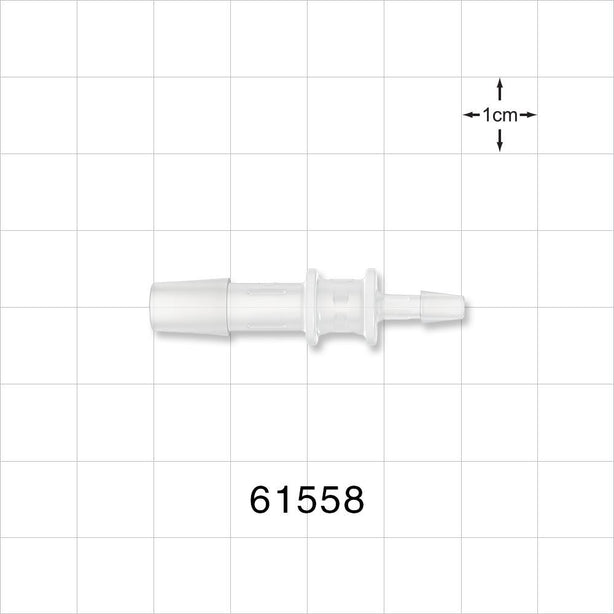 Straight Connector, Reducer, Barbed, Natural - Fits 1/4 inch x 1/8 inch ID Tubing (0.25 inch x 0.125 inch, 6.35 mm x 3.18 mm) - 61558