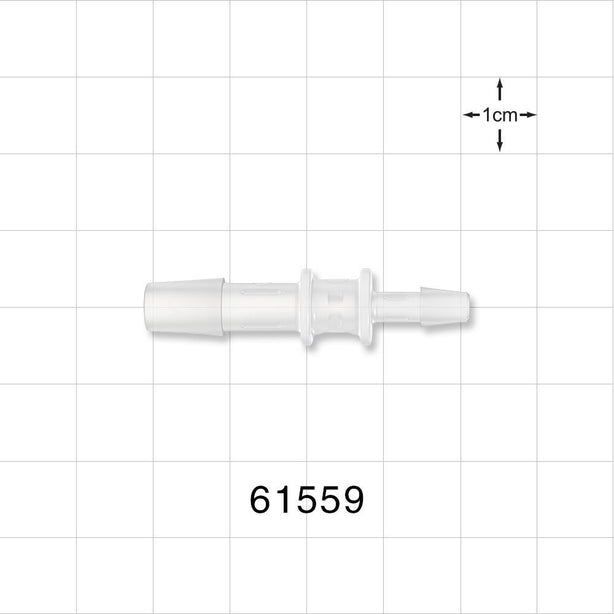 Straight Connector, Reducer, Barbed, Natural - Fits 1/4 inch x 5/32 inch ID Tubing (0.25 inch x 0.156 inch, 6.35 mm x 3.97 mm) - 61559