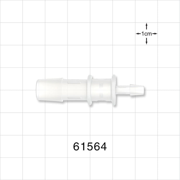 Straight Connector, Reducer, Barbed, Natural - Fits 3/8 inch x 5/32 inch ID Tubing (0.375 inch x 0.156 inch, 9.53 mm x 3.97 mm) - 61564