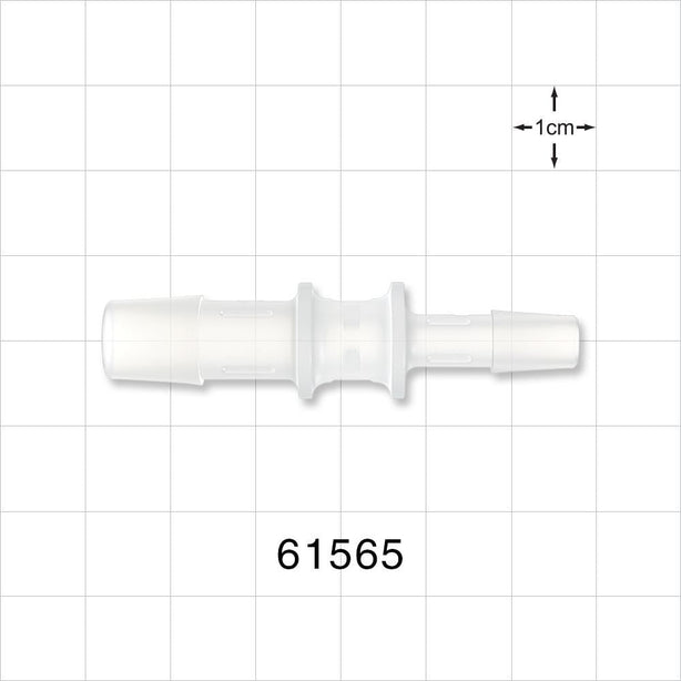 Straight Reducer Connector, Barbed, Natural - Fits 3/8 inch  x 1/4 inch ID Tubing (0.375 inch x 0.25 inch, 9.53 mm x 6.35 mm) - 61565