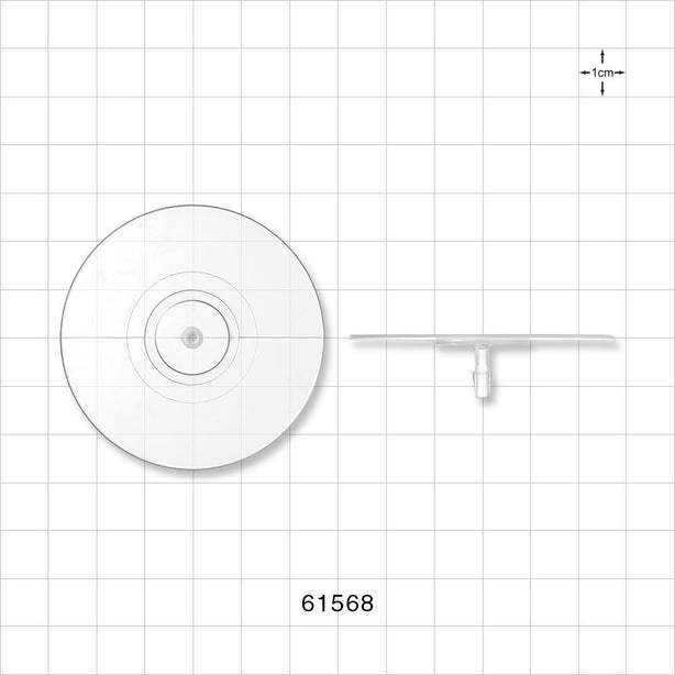 Bag Port Flange with Flat Plate, Barbed, Natural - Fits 1/8 inch ID Tubing (0.125 inch, 3.18 mm) - 61568