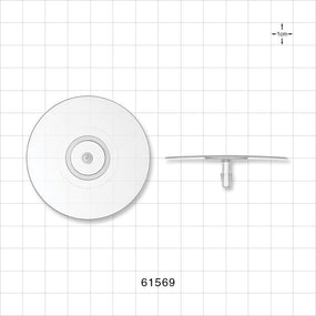 Bag Port Flange with Flat Plate, Barbed, Natural - Fits 5/32 inch ID Tubing (0.156 inch, 3.97 mm) - 61569