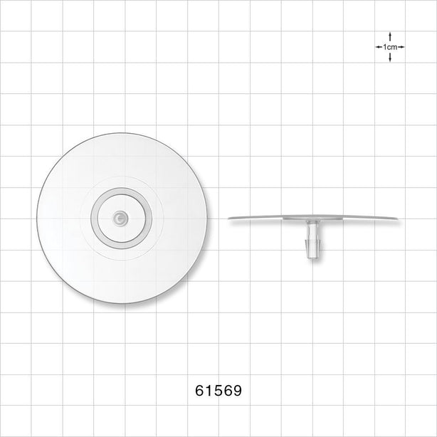 Bag Port Flange with Flat Plate, Barbed, Natural - Fits 5/32 inch ID Tubing (0.156 inch, 3.97 mm) - 61569