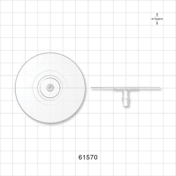 Bag Port Flange with Flat Plate, Barbed, Natural - Fits 3/16 inch ID Tubing (0.188 inch, 4.76 mm) - 61570