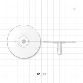 Bag Port Flange with Flat Plate, Barbed, Natural - Fits 1/4 inch ID Tubing (0.25 inch, 6.35 mm) - 61571