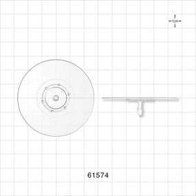 Bag Port Flange with Dimples, Barbed, Natural - Fits 1/8 inch ID Tubing (0.125 inch, 3.18 mm) - 61574