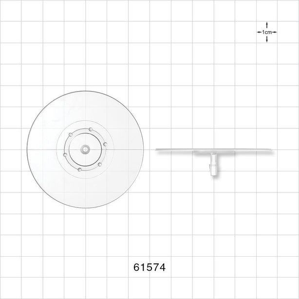 Bag Port Flange with Dimples, Barbed, Natural - Fits 1/8 inch ID Tubing (0.125 inch, 3.18 mm) - 61574