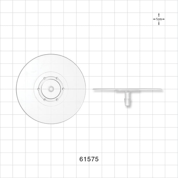 Bag Port Flange with Dimples, Barbed, Natural - Fits 5/32 inch ID Tubing (0.156 inch, 3.97 mm) - 61575