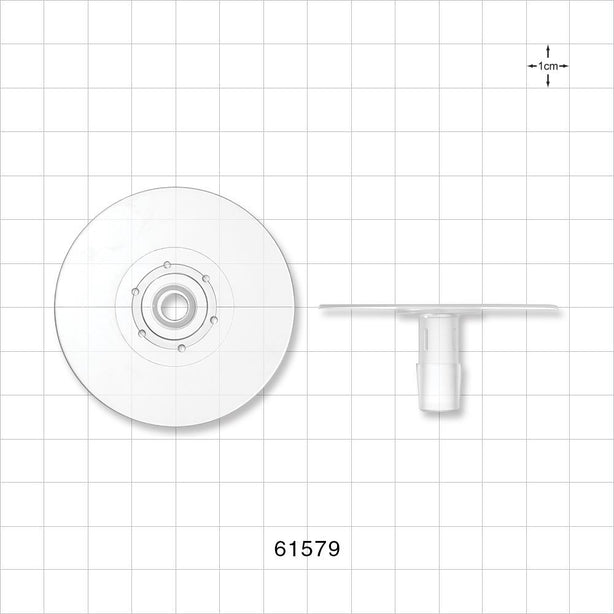 Bag Port Flange with Dimples, Barbed, Natural - Fits 3/8 inch ID Tubing (0.375 inch, 9.53 mm) - 61579