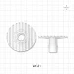 Bag Port Flange with Ribbed Base, Barbed, Natural - Fits 5/8 inch ID Tubing (0.625 inch, 15.88 mm) - 61581