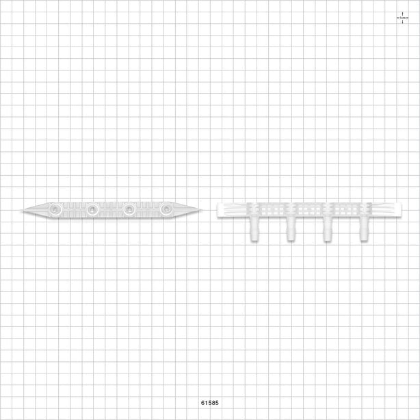 Boat Port, Barbed, Natural - 4 Ports Fit 1/4 inch ID Tubing (0.25 inch, 6.35 mm) - 61585