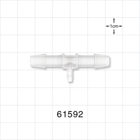 T Connector, Reducer, Barbed, Natural - Fits 1/4 inch ID Tubing (0.25 inch, 6.35 mm); Fits 3/32 inch ID Tubing (0.094 inch, 2.38 mm) - 61592