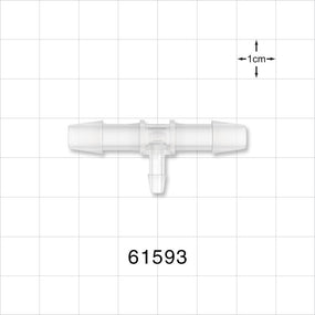T Connector, Reducer, Barbed, Natural - Fits 1/4 inch ID Tubing (0.25 inch, 6.35 mm); Fits 1/8 inch ID Tubing (0.125 inch, 3.18 mm) - 61593